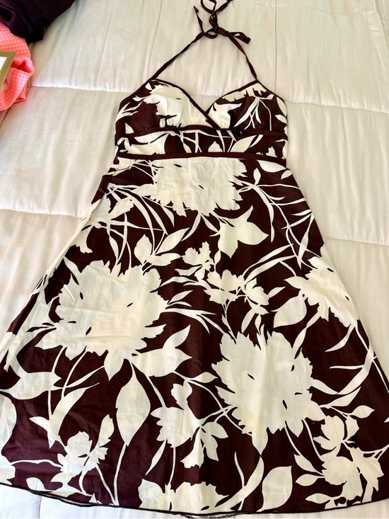 Speechless Dresses & Skirts - Y2K vintage summer halter sundress empire waist brown white tropical zip med